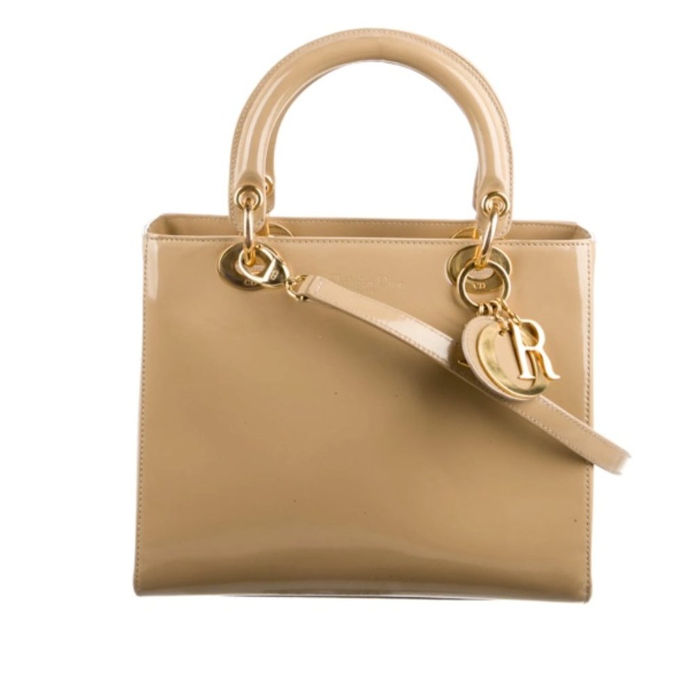 Christian Dior Medium Patent Lady Dior Bag w/ Strap